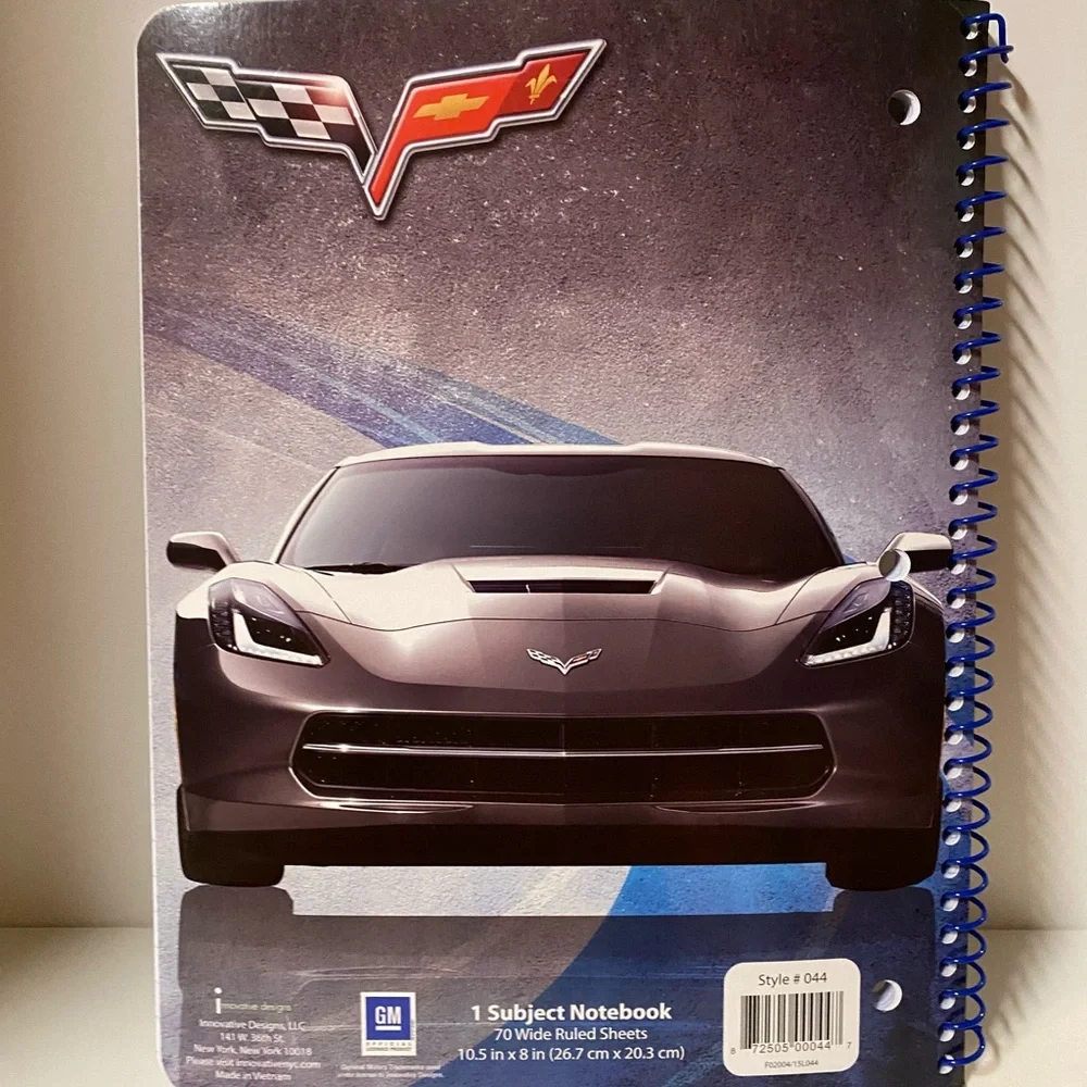Corvette Notebook Bundle Of 3 Grey Yellow Spiral General Motors School Supplies